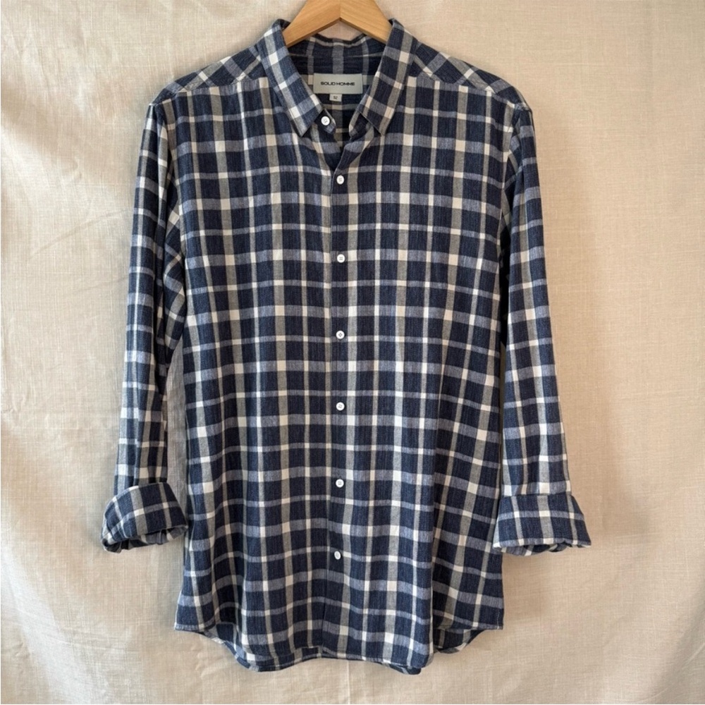Solid Homme Blue Checkered Men's Shirt